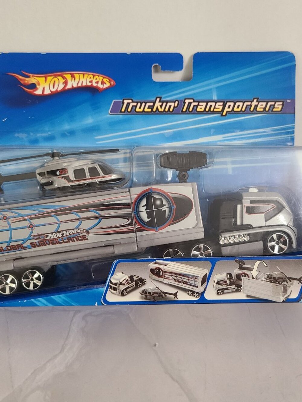 Hot Wheels Truckin Transporters Global Surveillance with Helicopter
